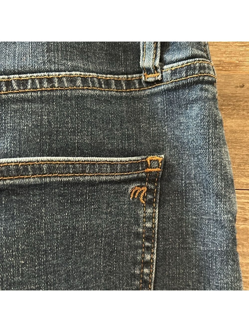 Madewell Denim Mini Frayed Hem Front Slit Skirt Size 30 - Picture 3 of 8
